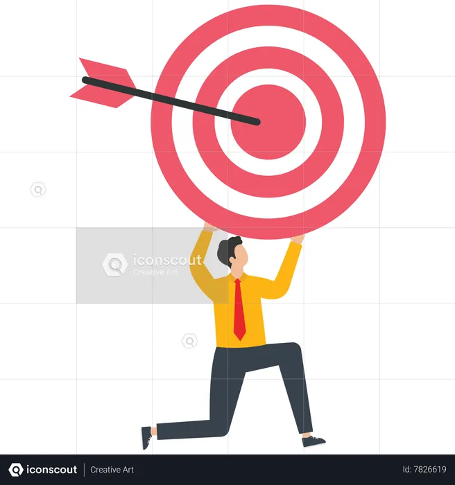 Businessman holding a big target  Illustration