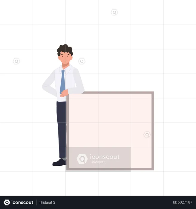Businessman holding a blank board  Illustration