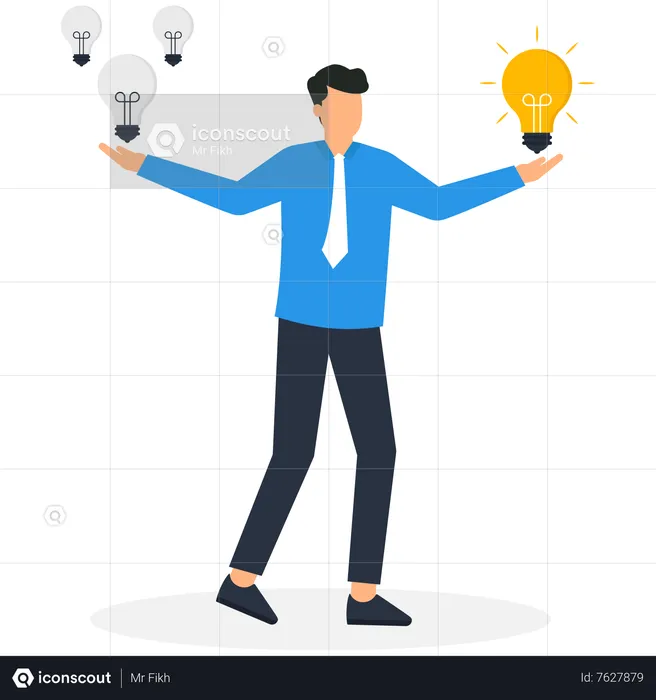 Businessman holding a light bulb Innovation and inspiration  Illustration