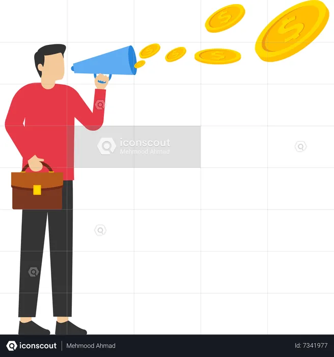 Businessman holding a megaphone  Illustration