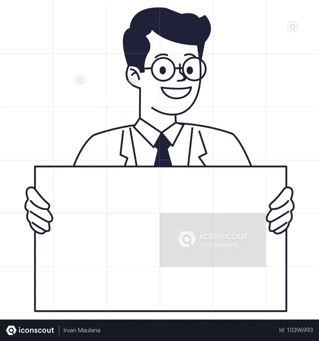 Businessman holding blank board  Illustration