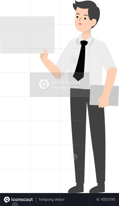 Businessman holding blank paper  Illustration