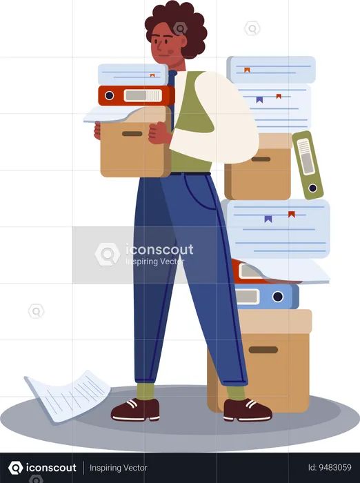 Businessman holding business reports  Illustration