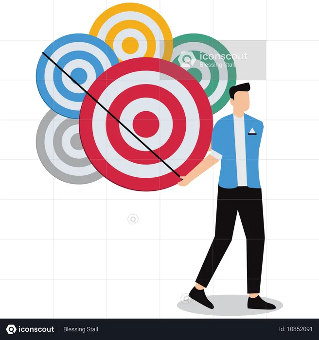 Businessman holding business target  Illustration