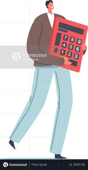 Businessman holding calculator  Illustration