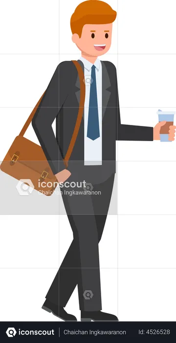 Businessman holding coffee cup  Illustration