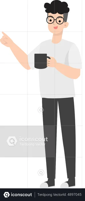 Businessman Holding Coffee  Illustration