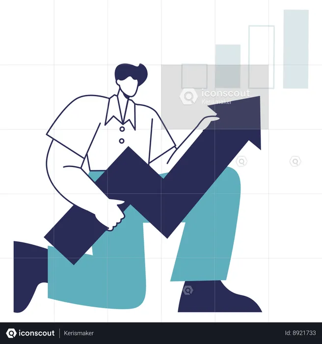 Businessman holding Data Growth chart  Illustration