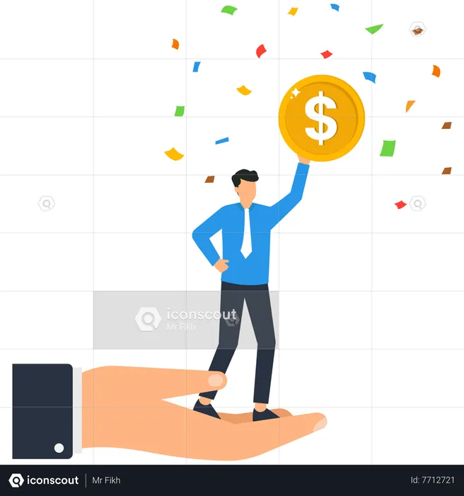 Businessman holding dollar coin  Illustration