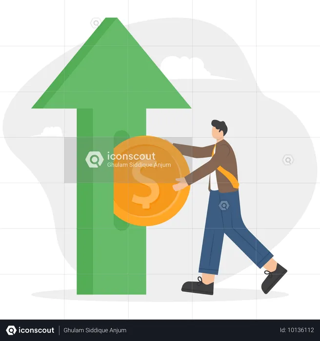 Businessman holding dollar coin while getting financial profit  Illustration