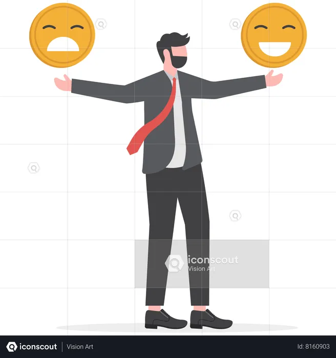 Businessman holding emotion  Illustration
