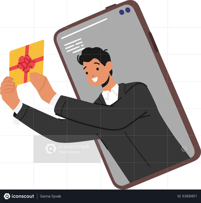 Businessman Holding Gift Coupon  Illustration