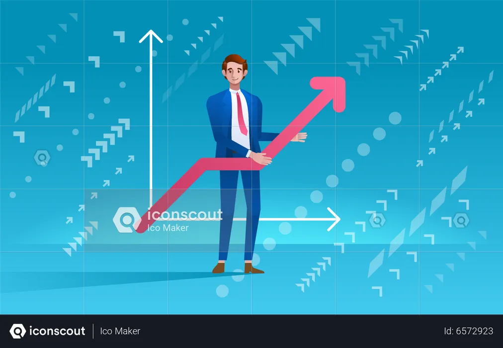 Businessman holding growth chart  Illustration