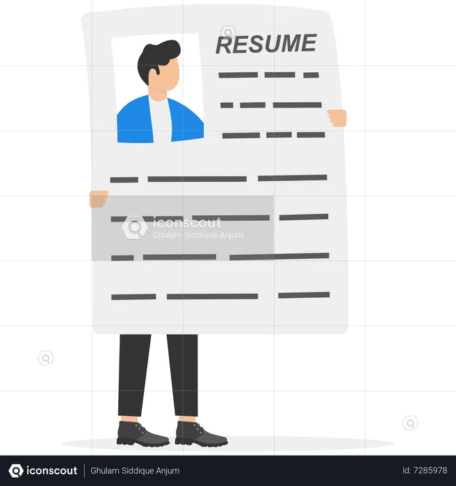 Businessman holding his resume  Illustration
