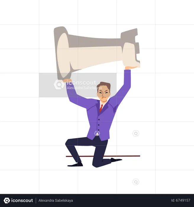 Businessman holding huge chess piece  Illustration
