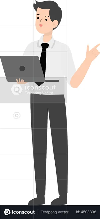 Businessman holding laptop  Illustration