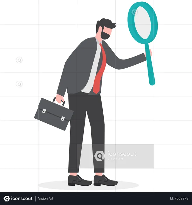 Businessman holding magnifying glass  Illustration