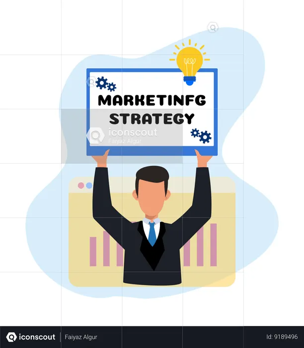 Businessman Holding Marketing Strategy Board  Illustration