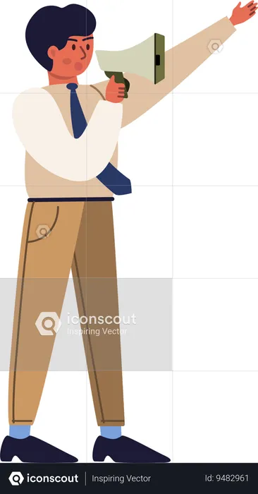 Businessman holding megaphone while doing marketing wok  Illustration
