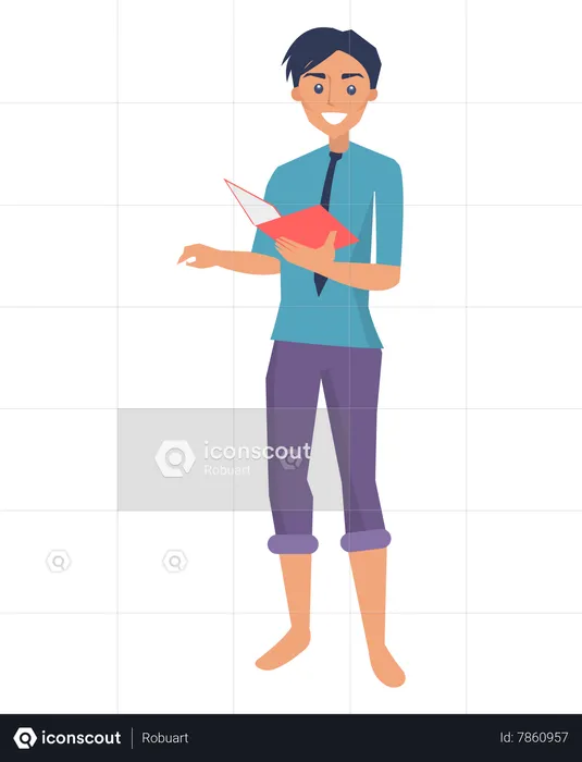 Businessman Holding Papers  Illustration