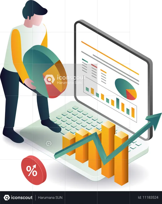 Businessman holding pie chart  Illustration