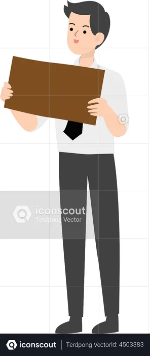 Businessman holding placard  Illustration