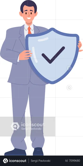 Businessman holding security shield  Illustration