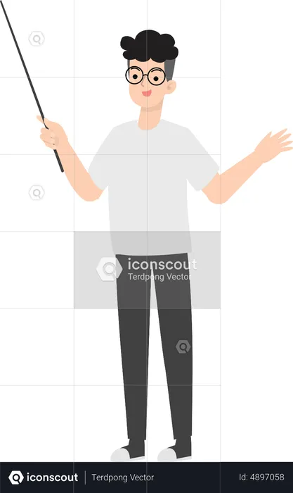 Businessman Holding Stick  Illustration