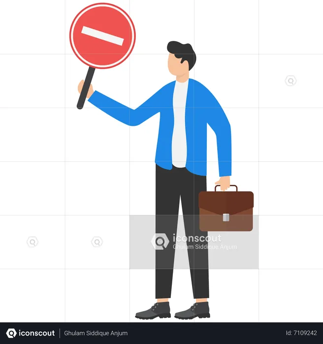 Businessman Holding Stop Sign  Illustration