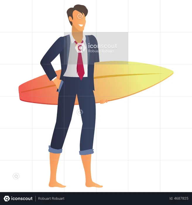 Businessman holding surfboard  Illustration
