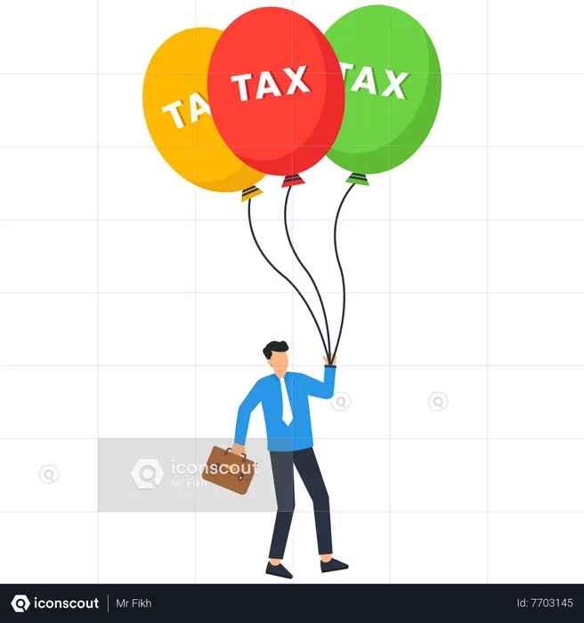 Businessman holding tax balloon  Illustration