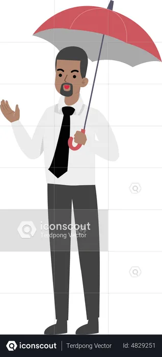 Businessman Holding Umbrella  Illustration