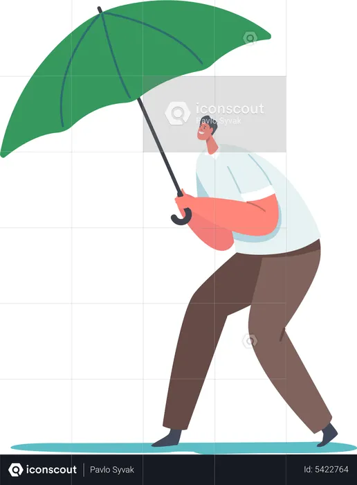 Businessman holding umbrella  Illustration