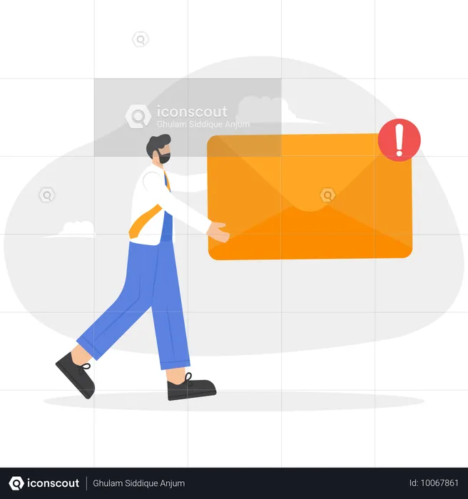 Businessman holding unread mail  Illustration