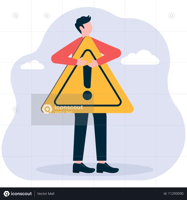 Businessman holding warning board  Illustration