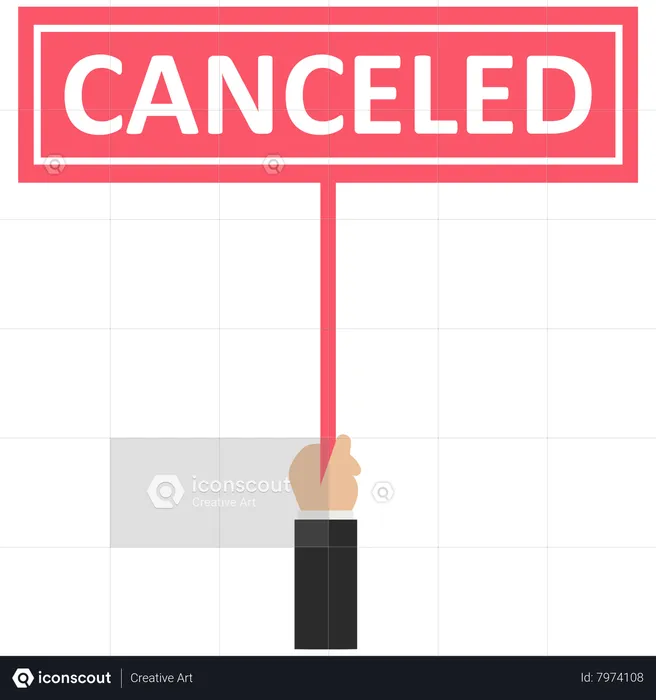 Businessman holds a canceled sign  Illustration