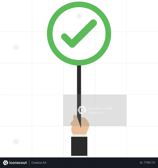 Businessman holds a right sign  Illustration
