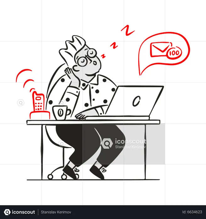 Businessman ignoring emails  Illustration