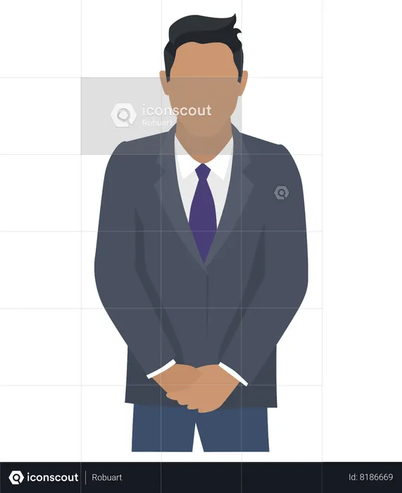 Businessman in a suit with a purple tie  Illustration
