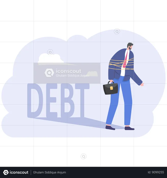 Businessman in debt burden  Illustration