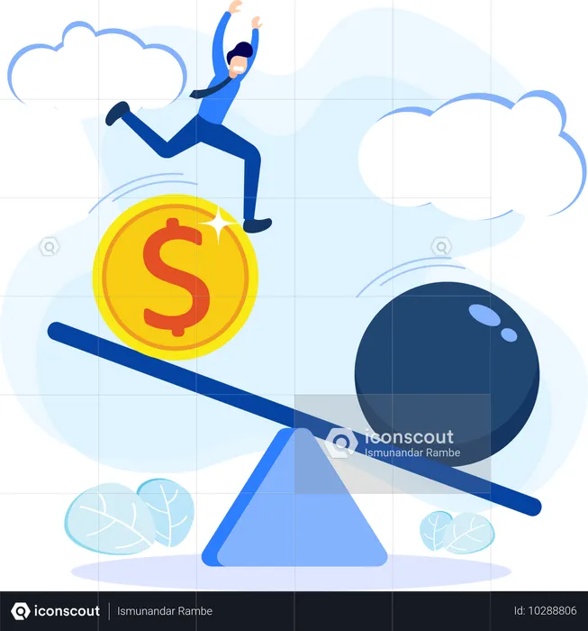 Businessman In Financial Ruin  Illustration