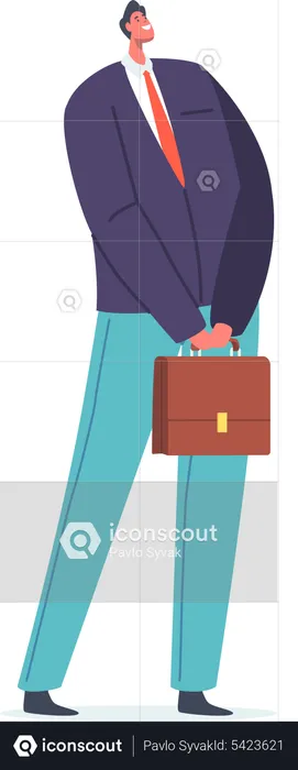 Businessman in Formal Clothes with Briefcase  Illustration