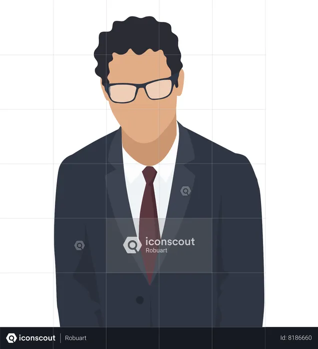 Businessman in glasses with brown tie  Illustration