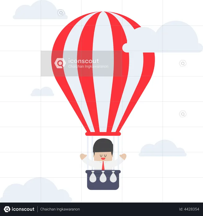 Businessman in hot air balloon  Illustration