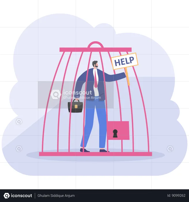 Businessman in jail  Illustration