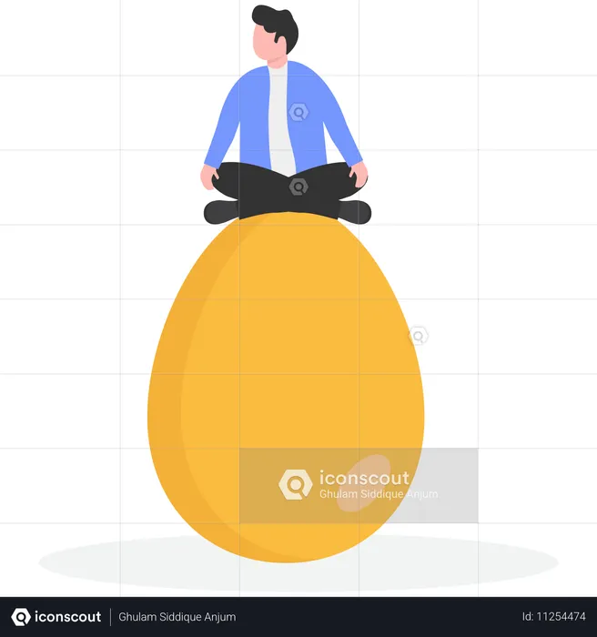 Businessman in meditation through shell  Illustration