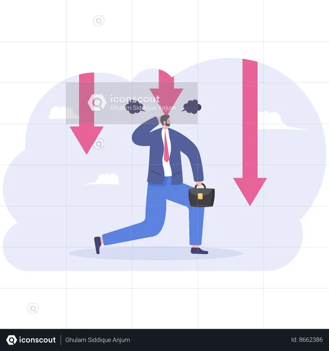 Businessman in panic  Illustration