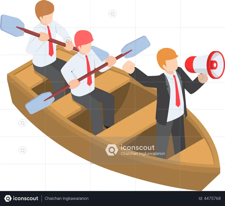 Best Premium Businessman in rowing team to success Illustration