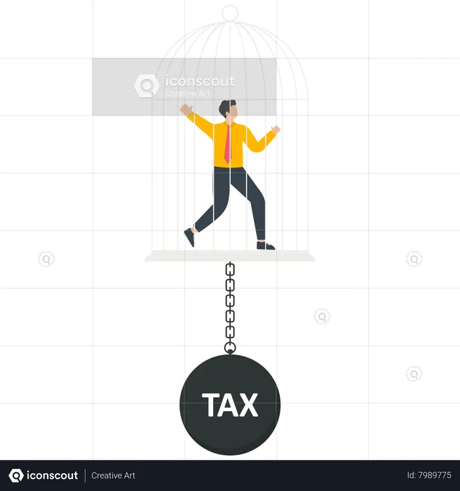 Businessman in the cage with a tax burden  Illustration
