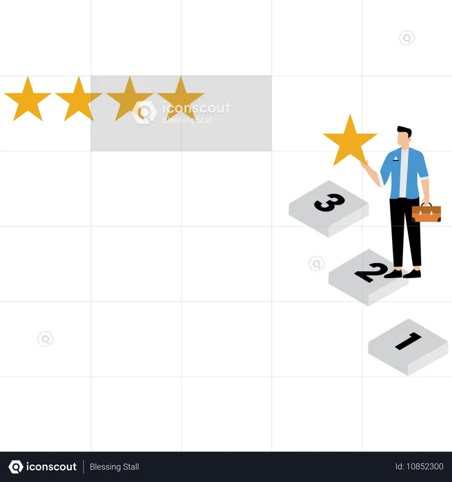 Businessman increasing business star rating  Illustration